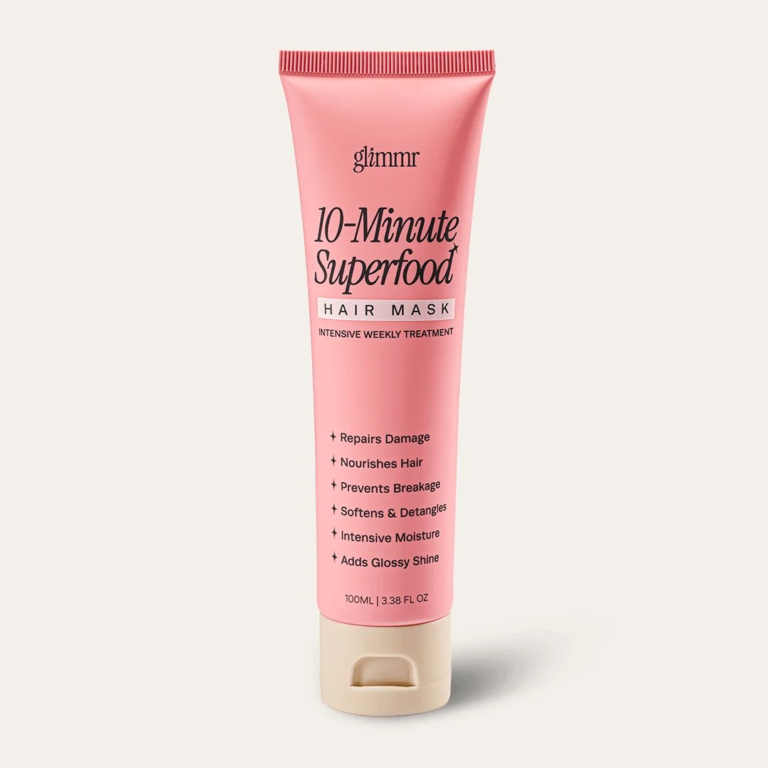 GLIMMR 10-Minute Superfood Hair Mask tube